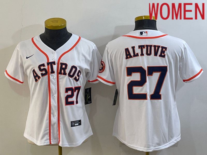 Women Houston Astros 27 Altuve White Game Nike 2022 MLB Jerseys